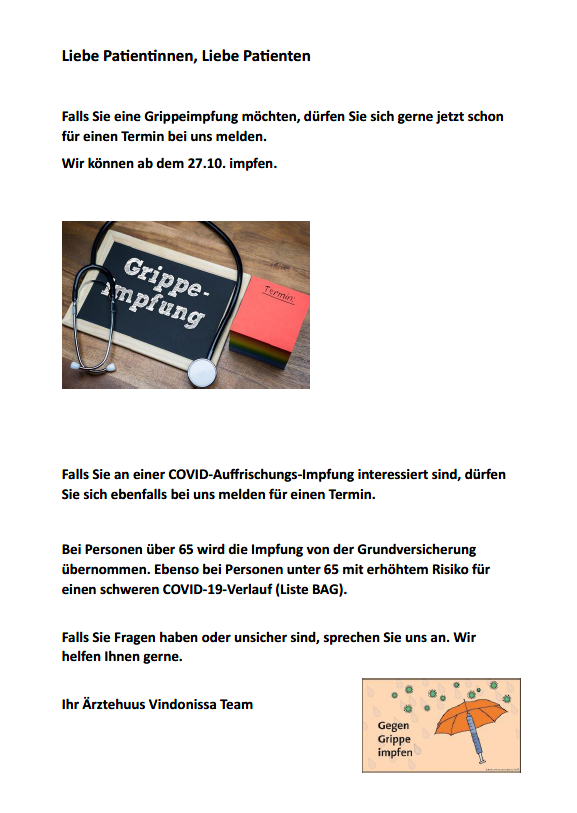 Plakat Grippe Impfung 2025